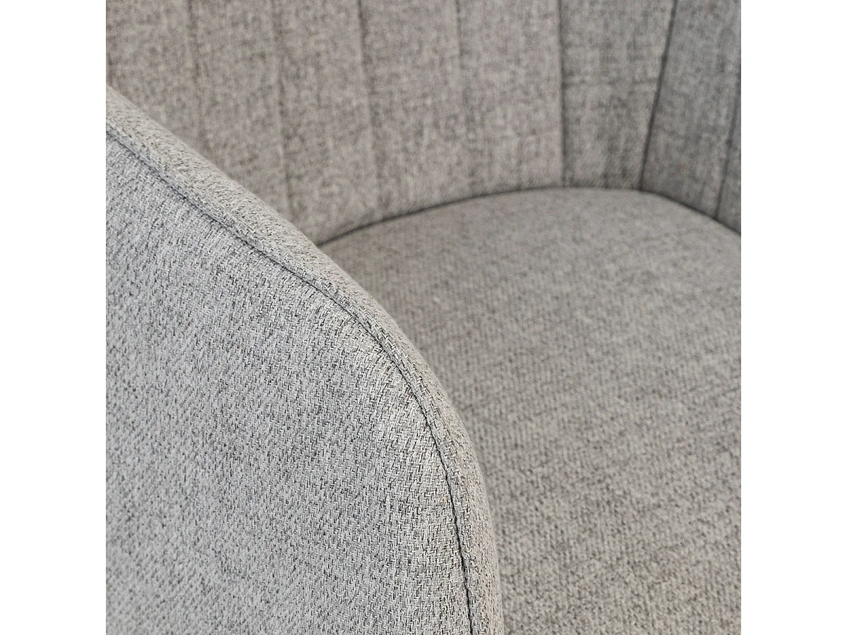 Chaise Fauteuil de table avec accoudoirs Gris chiné et pieds en bois