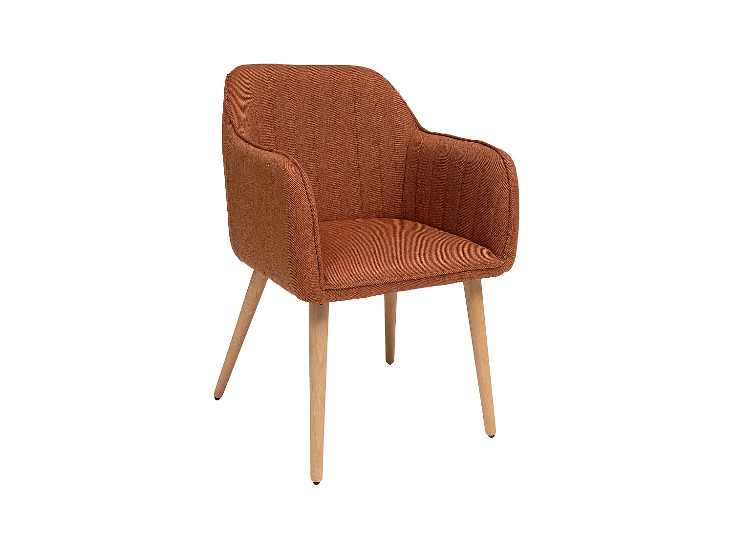Chaise Fauteuil de table avec accoudoirs Ambre orange et pieds en bois
