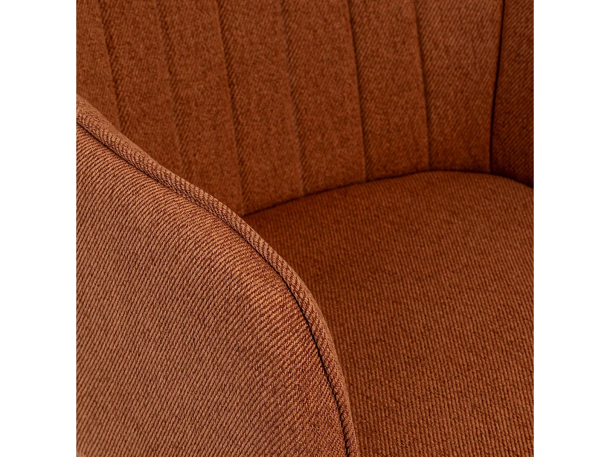 Chaise Fauteuil de table avec accoudoirs Ambre orange et pieds en bois