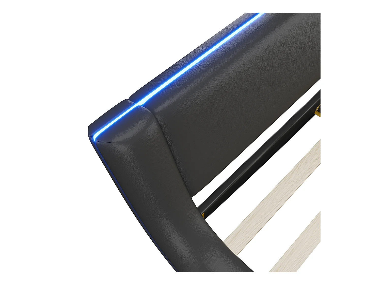 Erwachsenenbett 140x200cm mit LED - PU-Leder - Schwarz