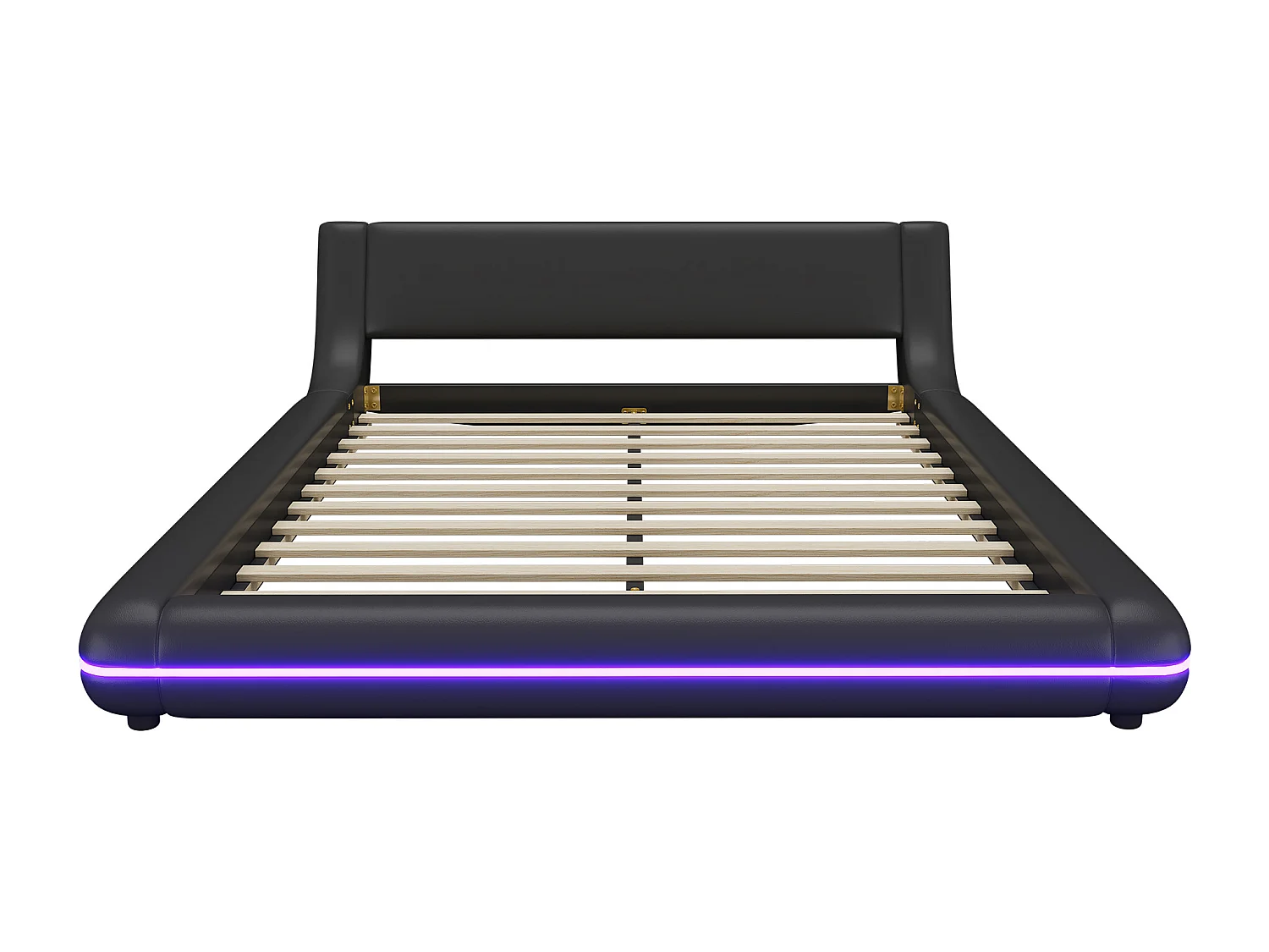 Volwassen bed 140x200cm met LED - PU leer - Zwart