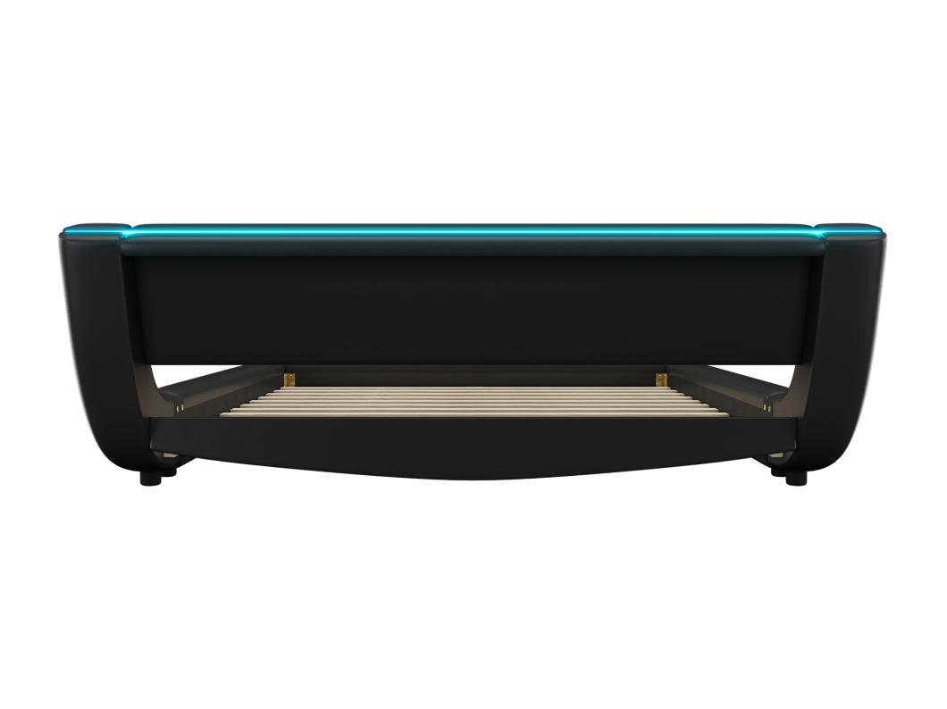 Cama adulto 140x200cm com LED - Pele PU - Preto