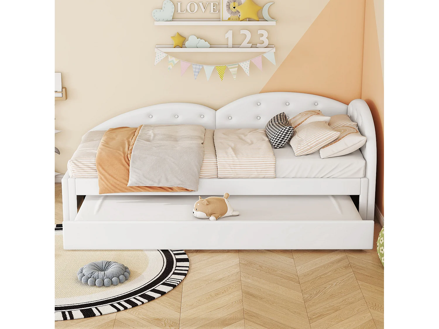 Divano letto 90x200 cm in ecopelle + letto estraibile 80x190 cm - Bianco