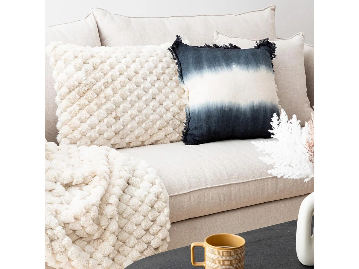 Coussin décoratif jacquard Fourrure Beige 38 x 58 cm