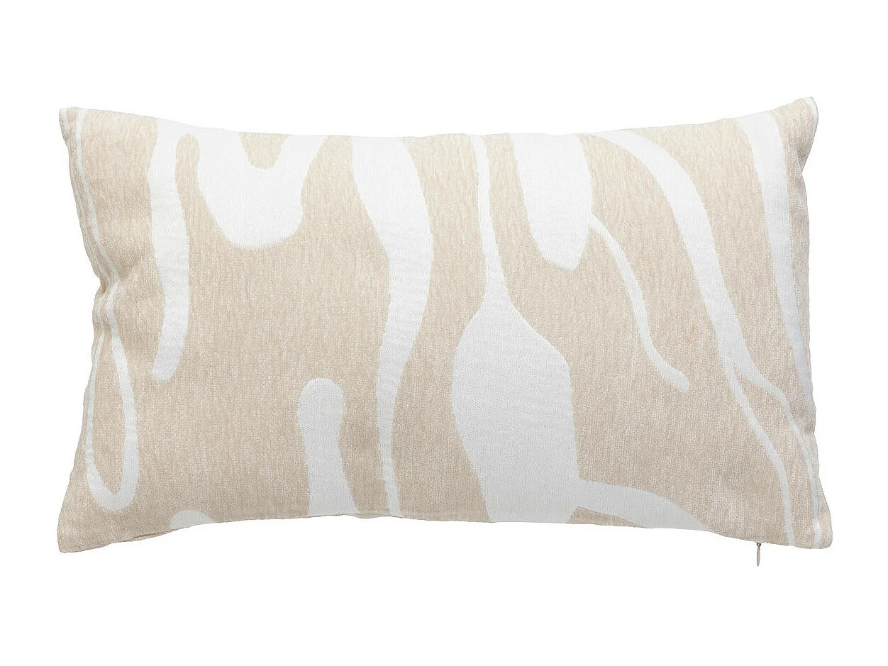 Coussin décoratif réversible jacquard Beige Lin et Blanc 30 x 50 cm