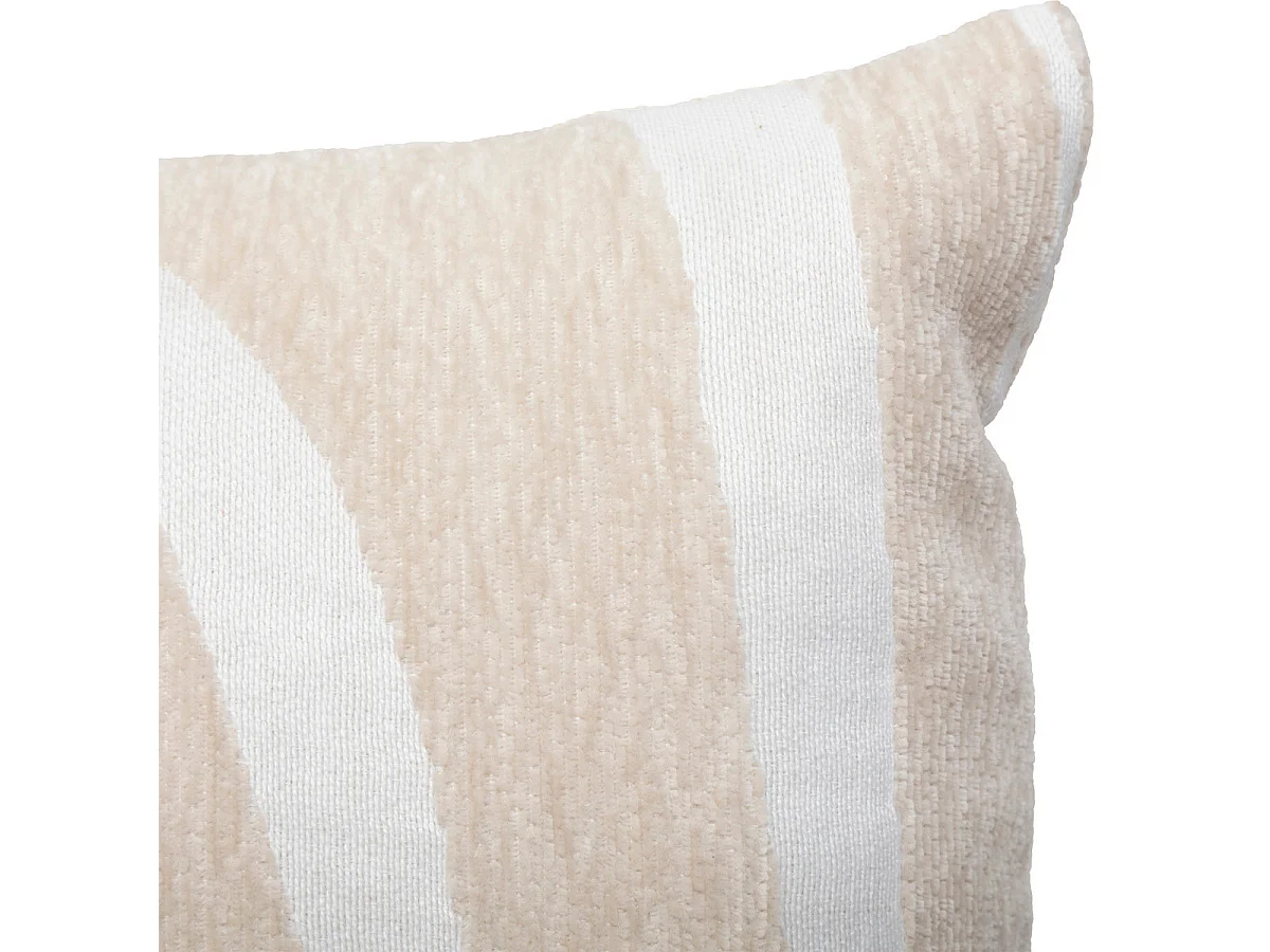 Coussin décoratif réversible jacquard Beige Lin et Blanc 30 x 50 cm