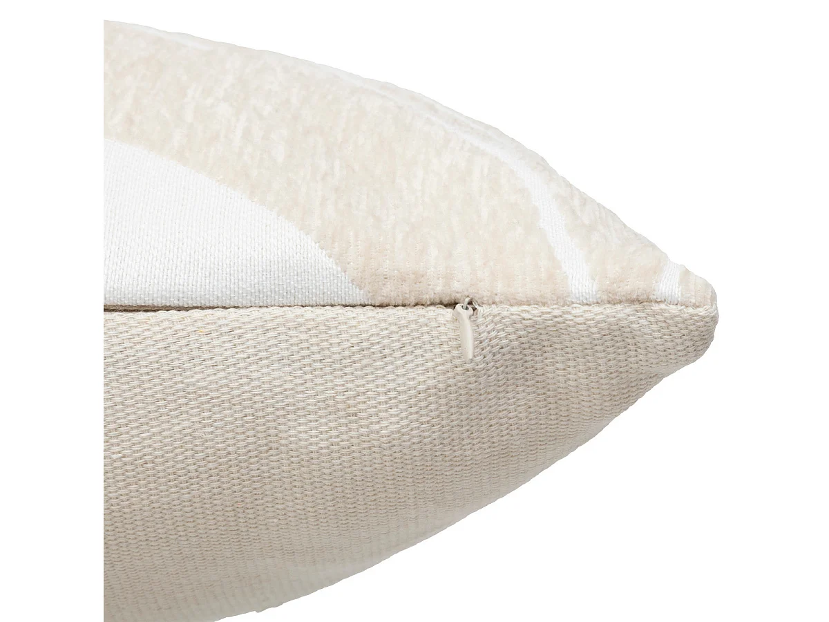 Coussin décoratif réversible jacquard Beige Lin et Blanc 30 x 50 cm