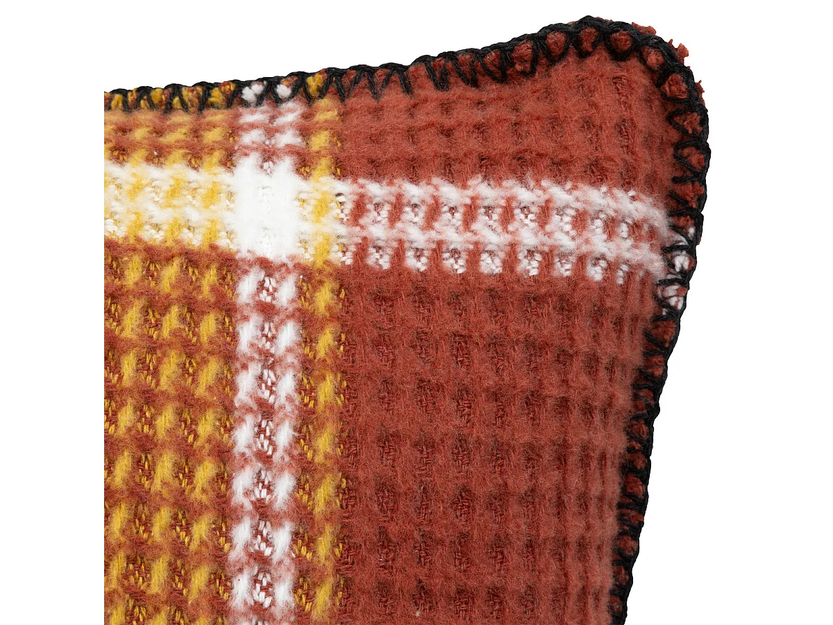 Coussin décoratif Nid d'abeille motif tartant Terracotta 45 x 45 cm