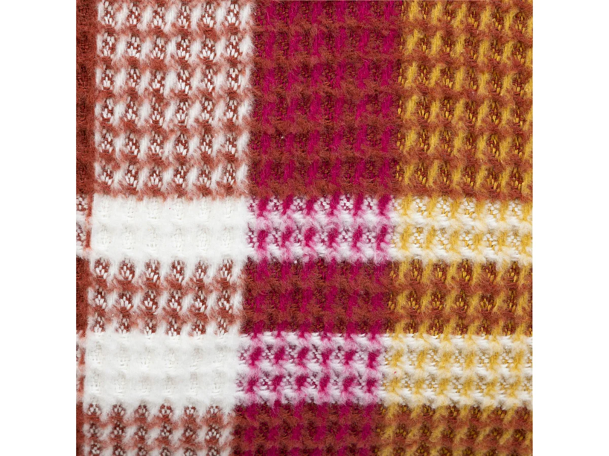 Coussin décoratif Nid d'abeille motif tartant Terracotta 45 x 45 cm