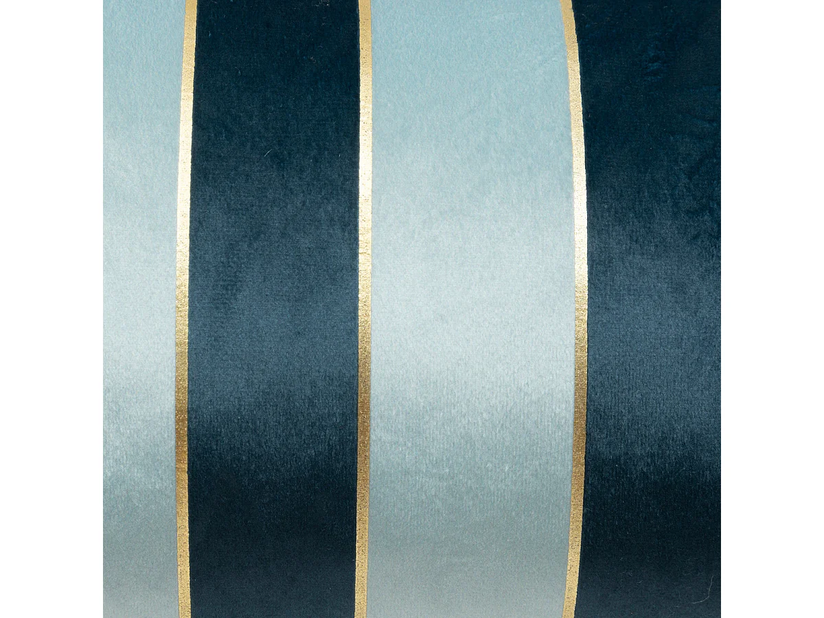 Coussin décoratif Velours Bleu 2 tons avec bande dorée 14 x 40 cm