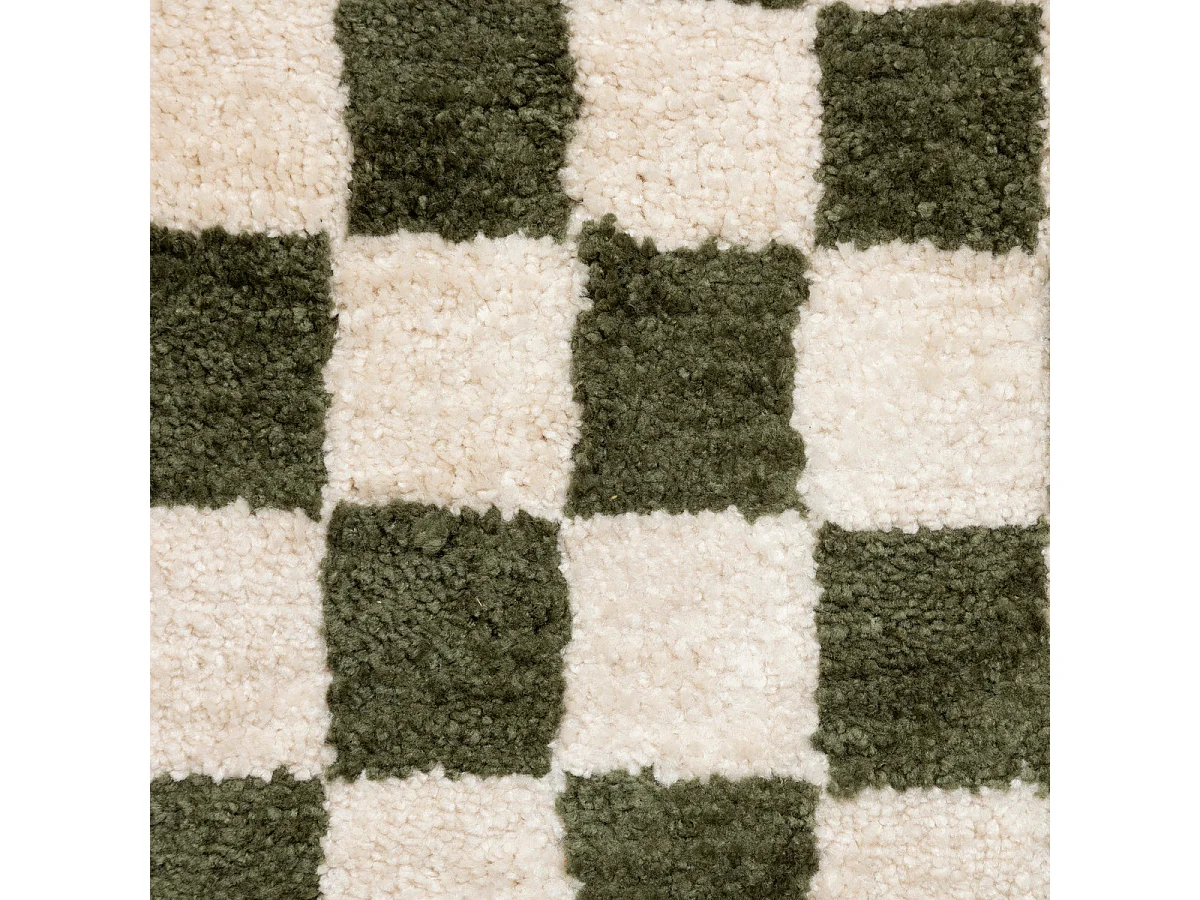 Coussin décoratif motif Damier tufté Vert kaki 38 x 58 cm