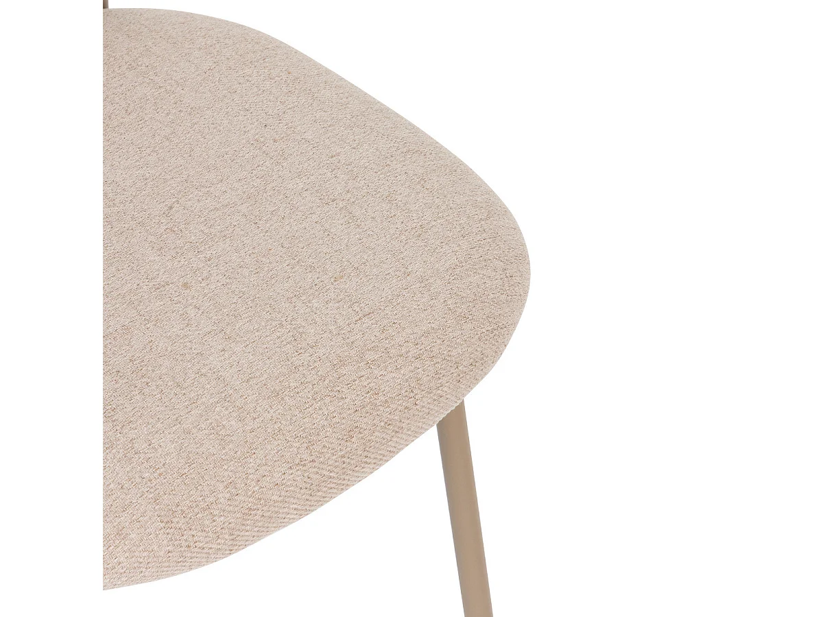 Chaise de table en tissu texturé Beige et pieds en métal