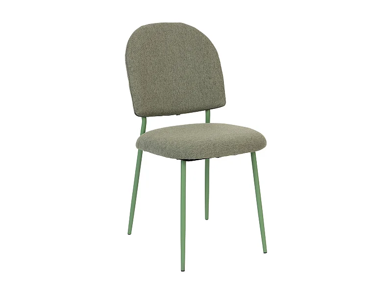 Silla de comedor Kamili redondeada patas acero verde 84x43x57 cm