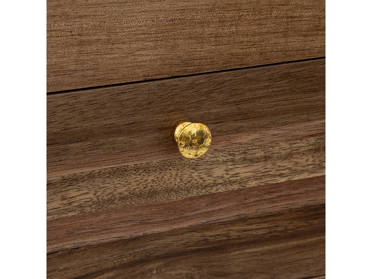 Boîte à bijoux en bois marron sur 2 étages avec tiroir