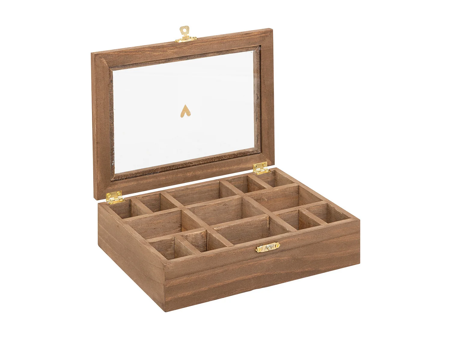 Boîte à bijoux 13 compartiments en bois et verre