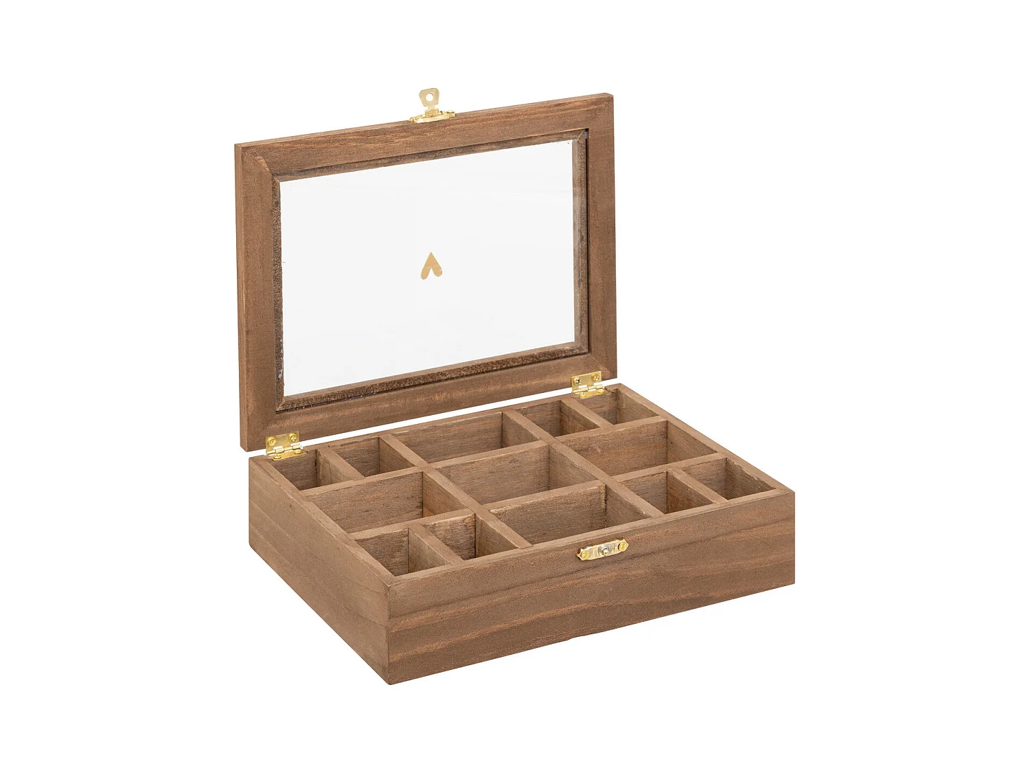 Boîte à bijoux 13 compartiments en bois et verre