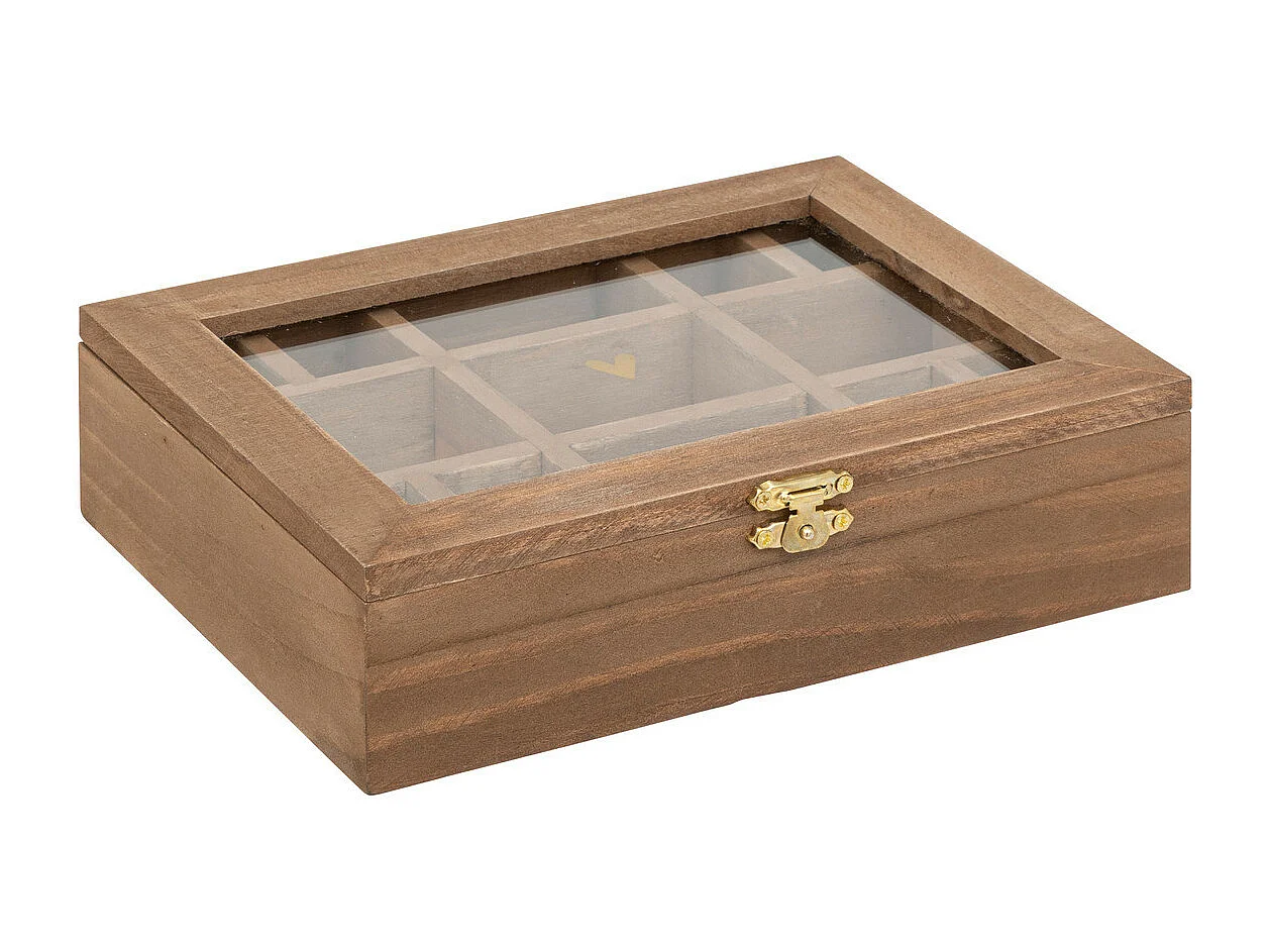 Boîte à bijoux 13 compartiments en bois et verre