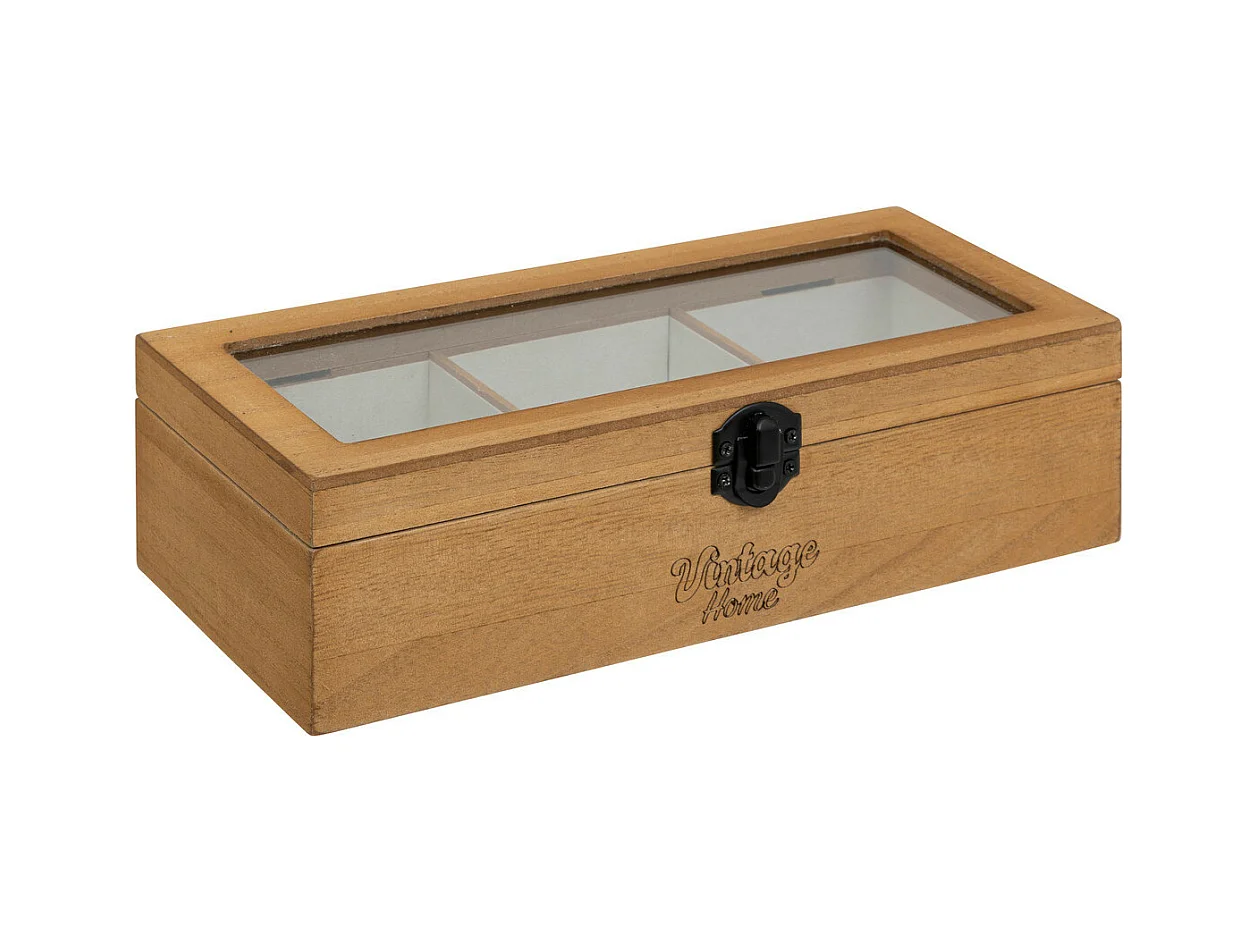 Boîte à bijoux Vintage en bois et verre