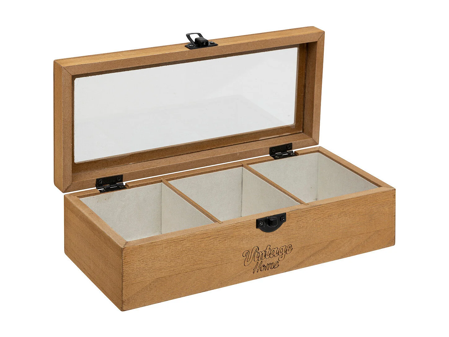 Boîte à bijoux Vintage en bois et verre