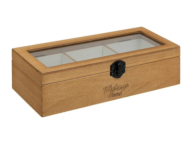 Boîte à bijoux Vintage en bois et verre