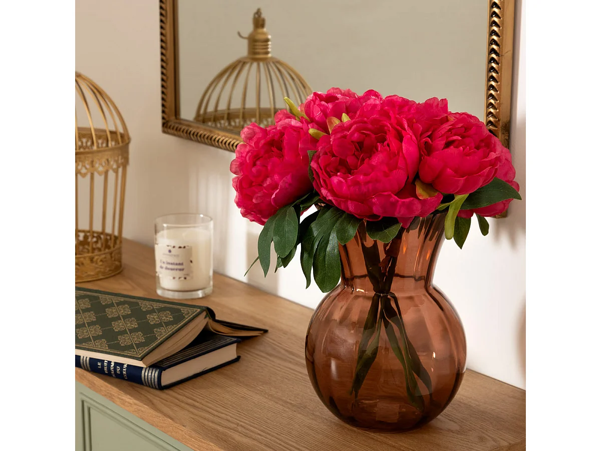 Bouquet artificiel 4 Pivoines Roses H. 30 cm