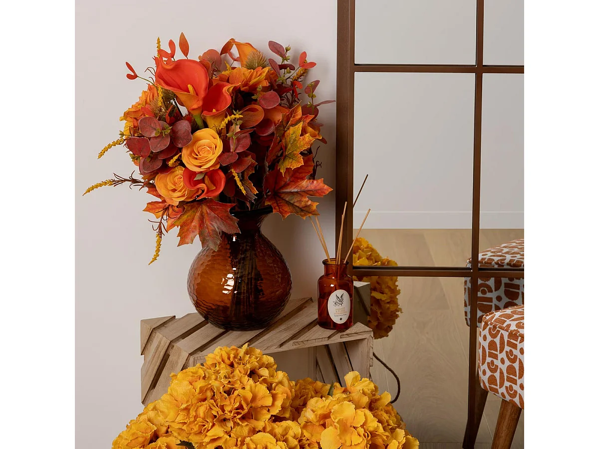 Bouquet d'automne artificiel Mix de fleurs et feuilles H 55 cm