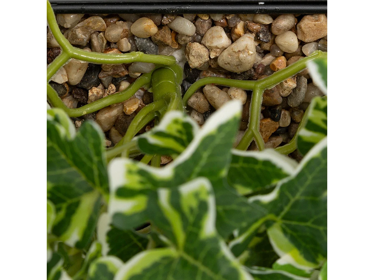 Plantes artificielles dans un support en métal Noir à suspendre H 35 cm