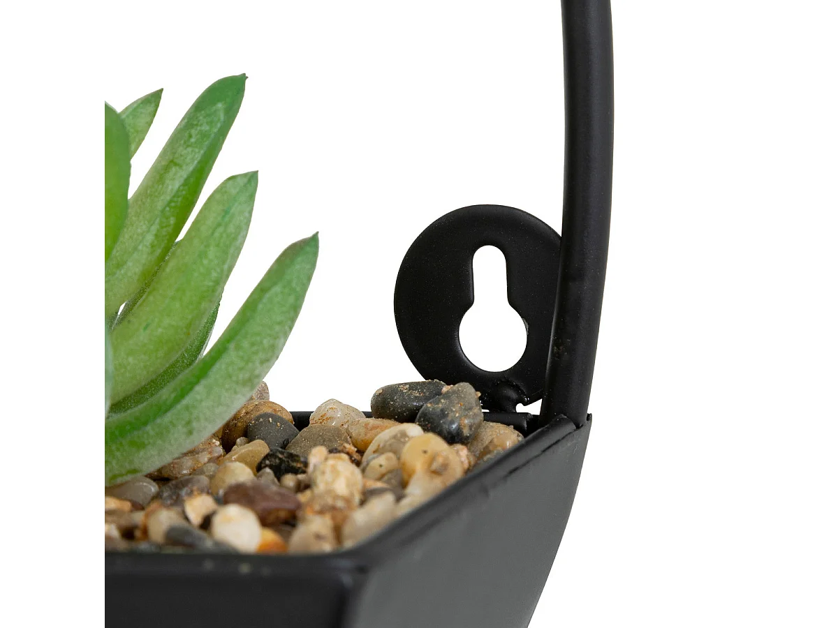 Plantes artificielles dans un support en métal Noir à suspendre H 41 cm