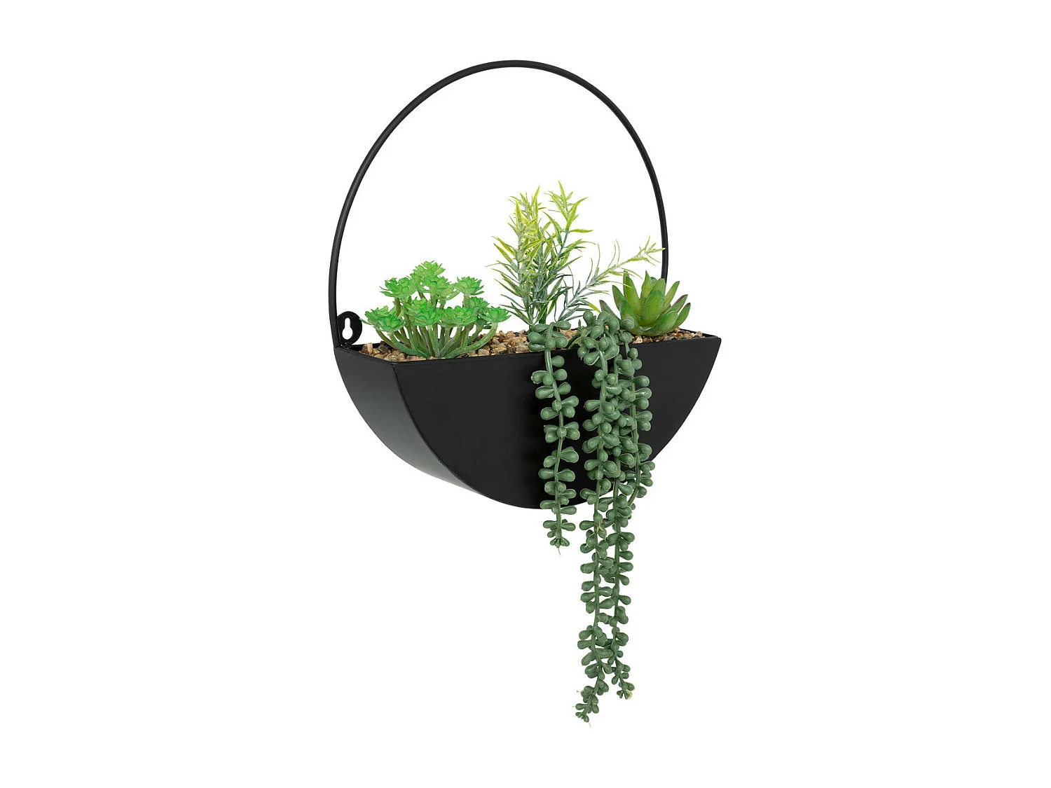 Plantes artificielles dans un support en métal Noir à suspendre H 41 cm