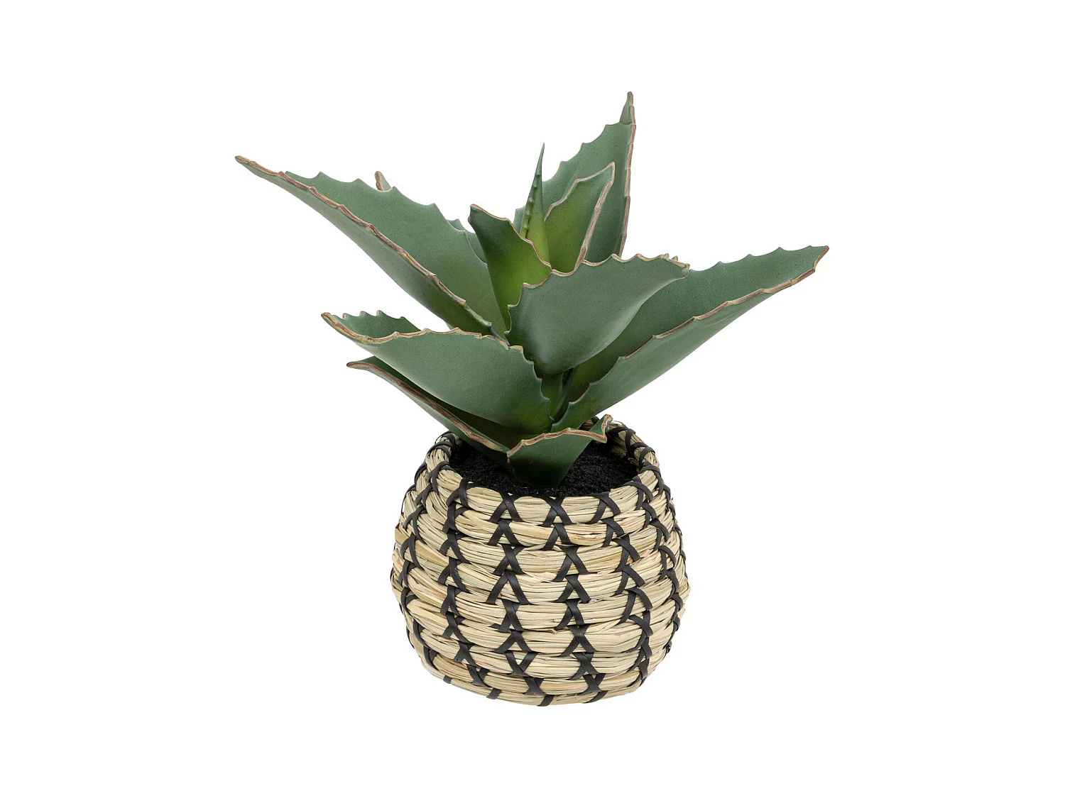 Plante artificielle Samouraï dans un pot tressé à la main H 26 cm