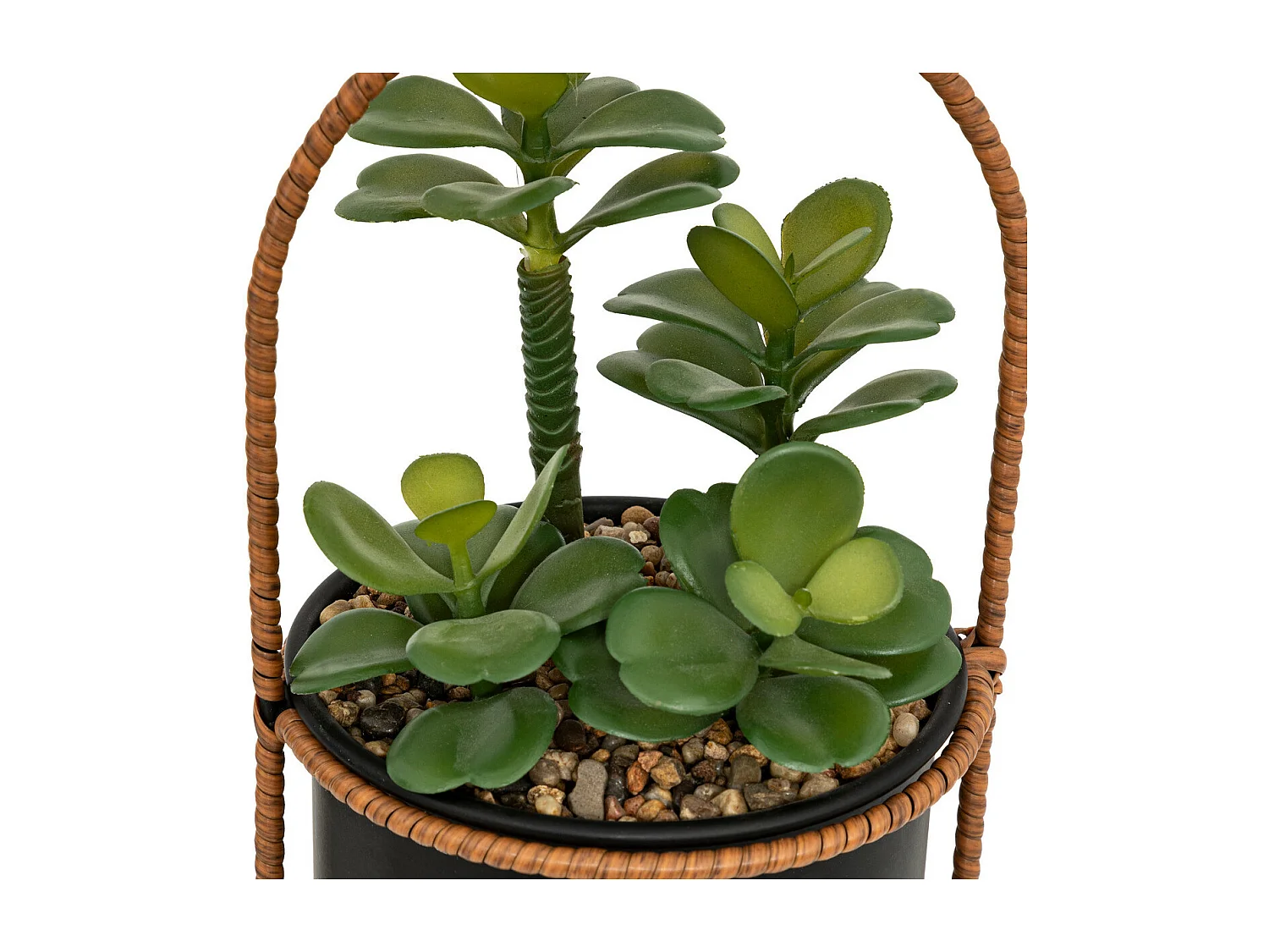 Plante artificielle dans un pot en métal Noir à suspendre H 31 cm