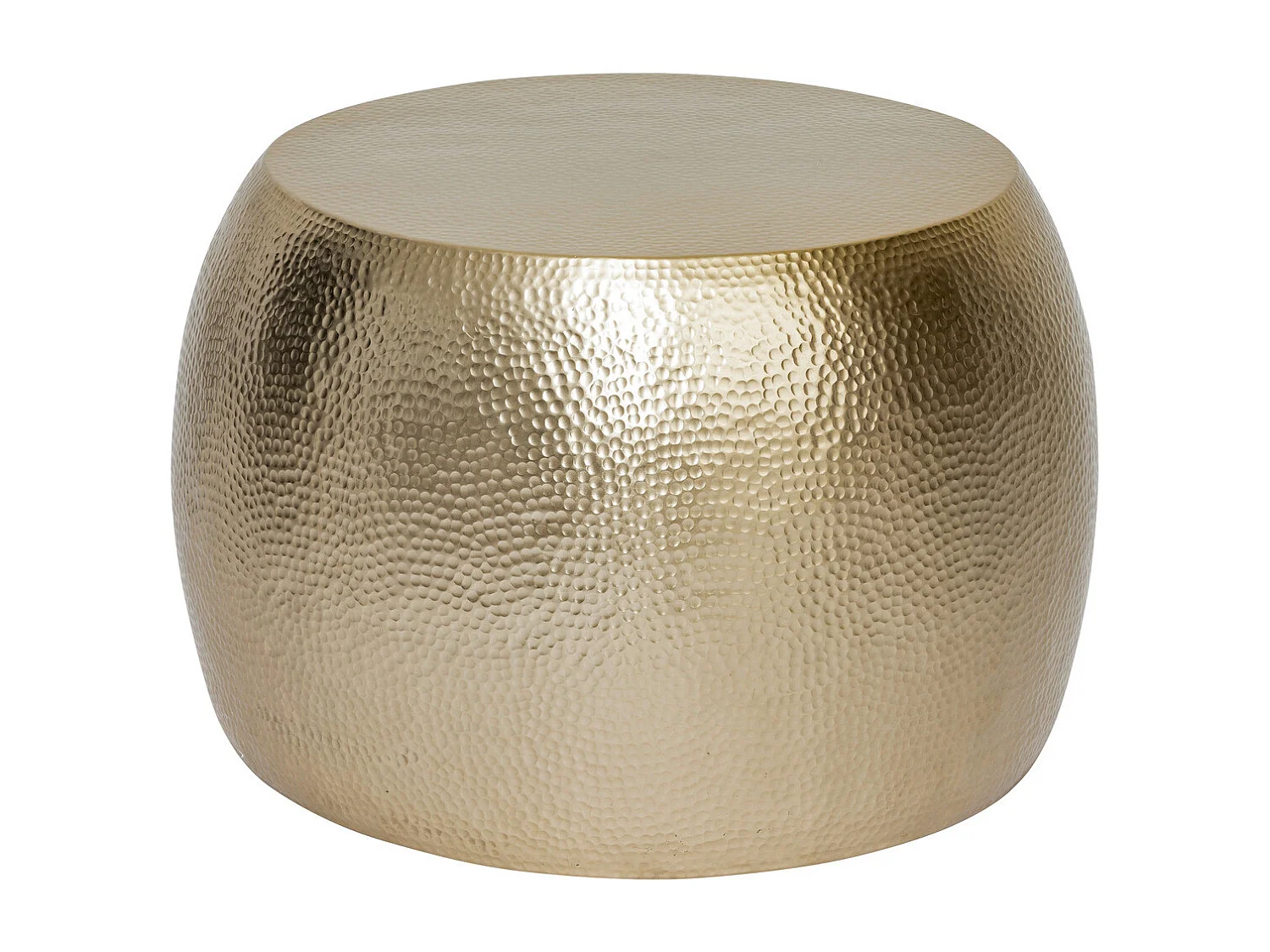 Lot de 2 Tables basses en métal doré martelé D 70 et D 50 cm