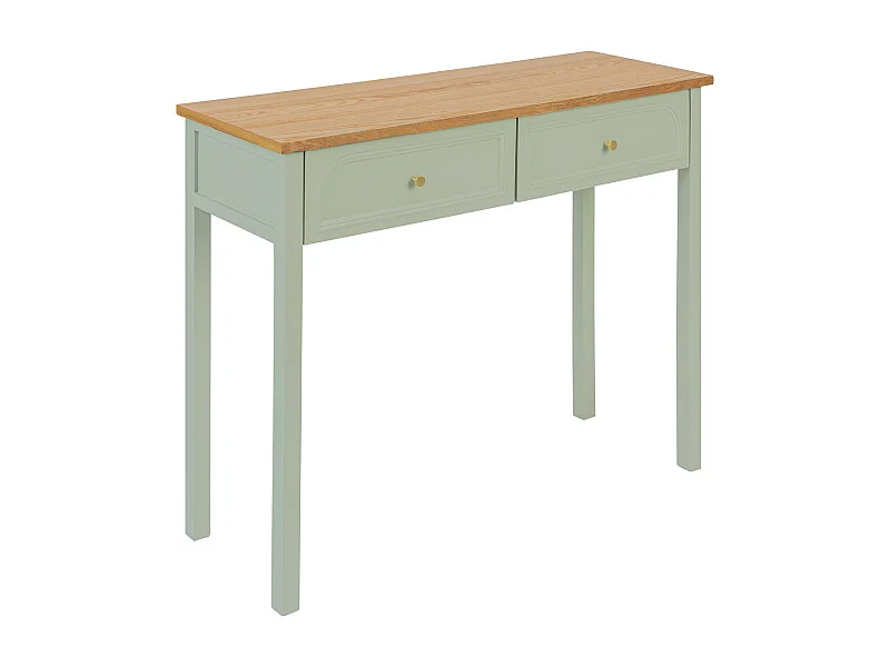 Meuble Console 2 tiroirs en Bois Vert céladon L 100 cm