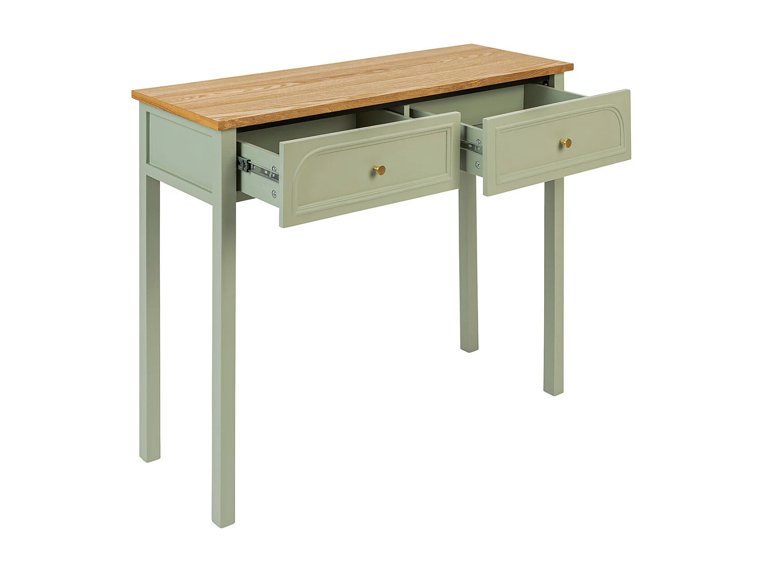 Meuble Console 2 tiroirs en Bois Vert céladon L 100 cm