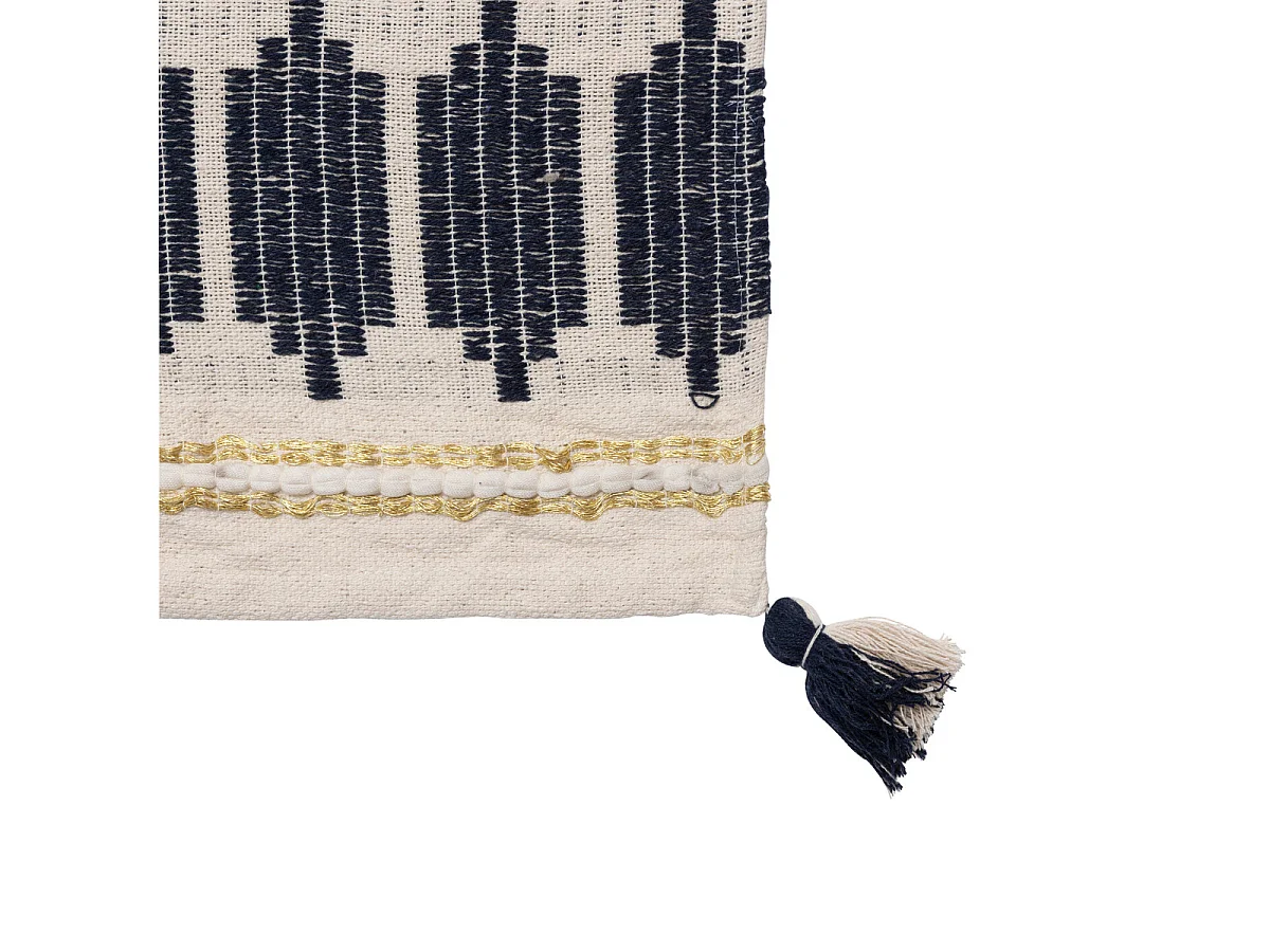 Dessus de Lit en Coton Ivoire Bleu et Ocre 240 x 260 cm