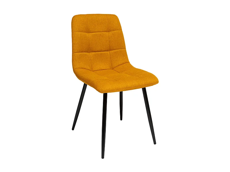 Chaise de table assise en tissu Ocre et pieds en métal Noir