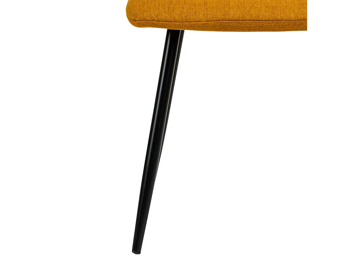 Chaise de table assise en tissu Ocre et pieds en métal Noir