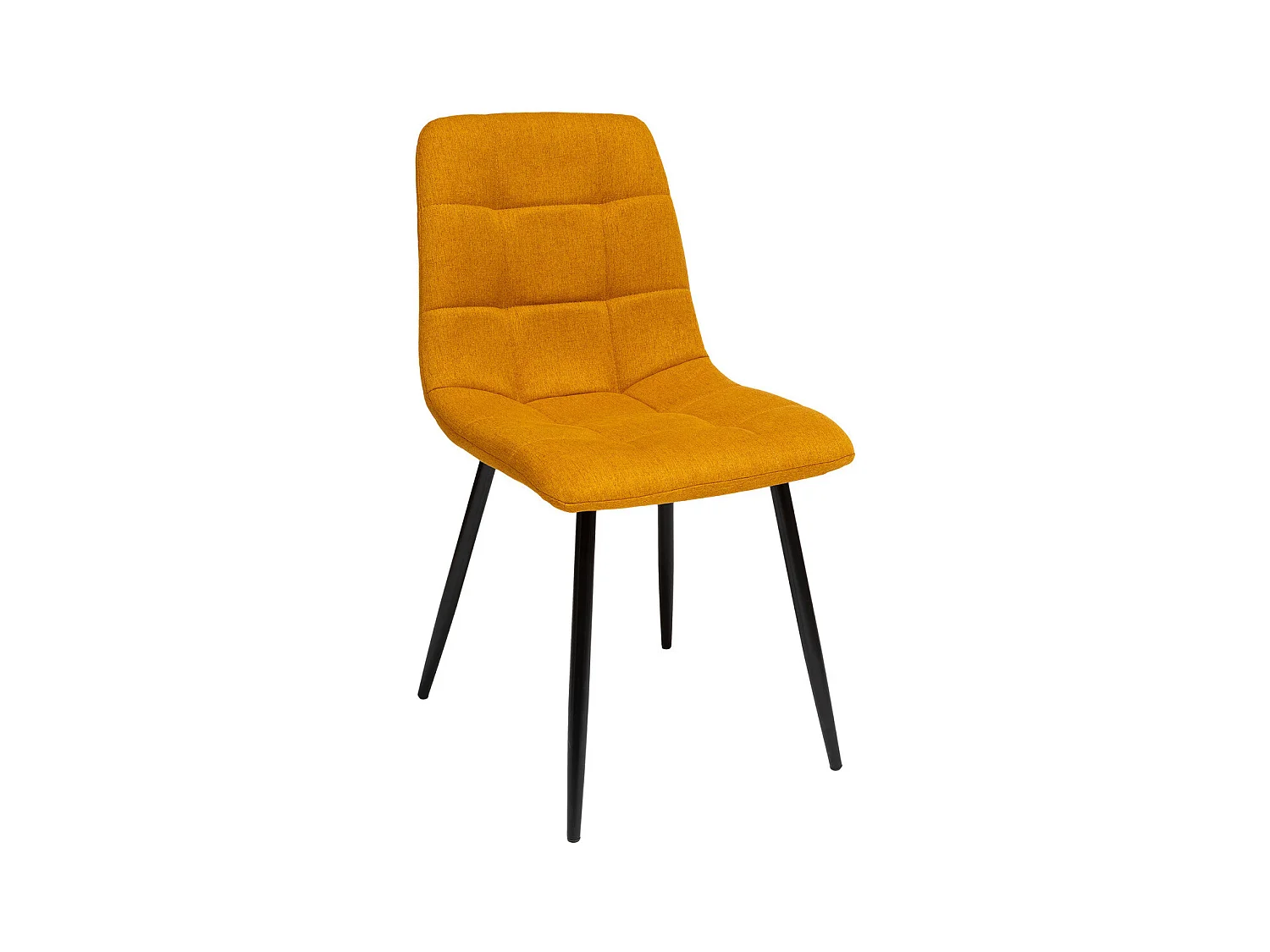 Chaise de table assise en tissu Ocre et pieds en métal Noir