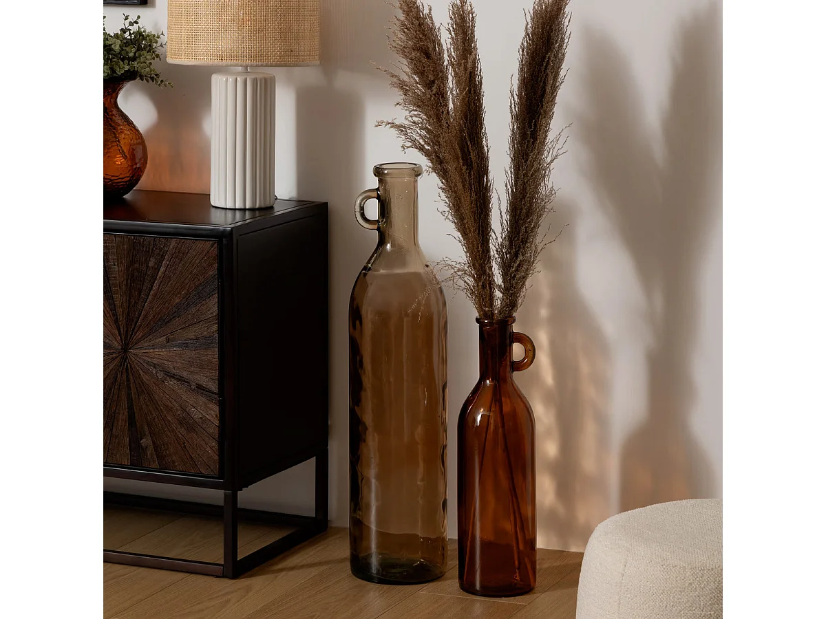 Vase bouteille en verre Ambre H 50 cm