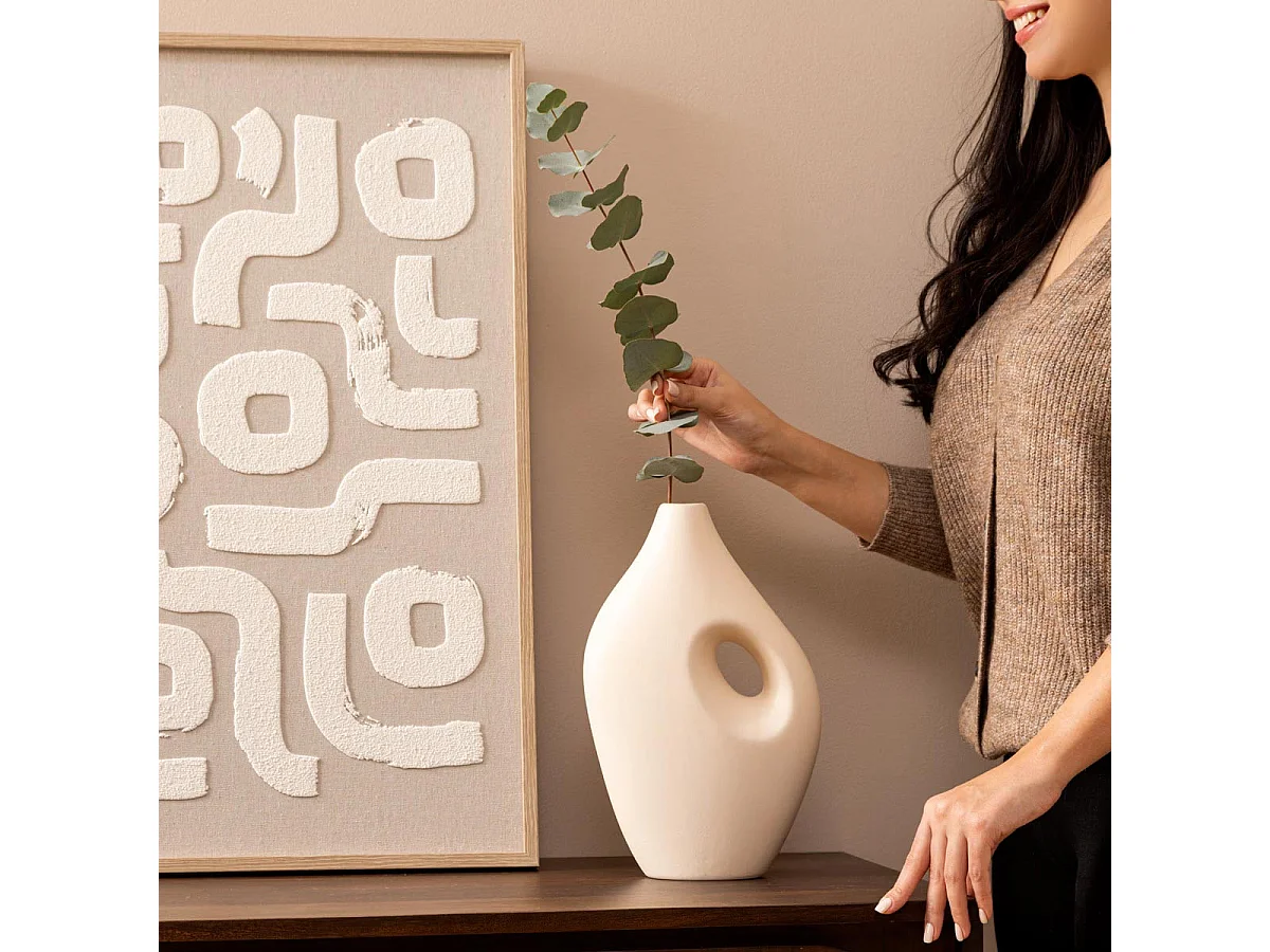 Vase en céramique mat Beige H 30 cm