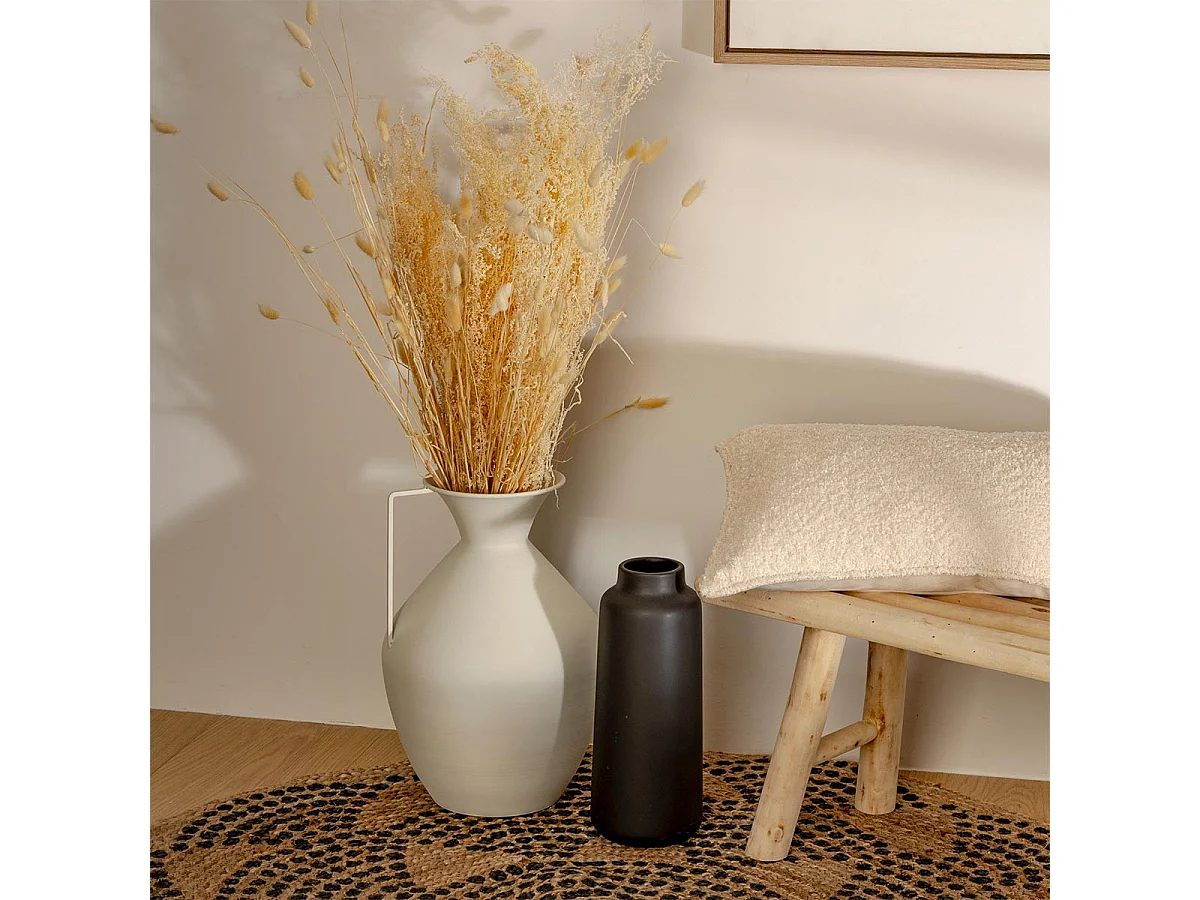 Vase amphore  en métal Blanc design moderne H 36 cm