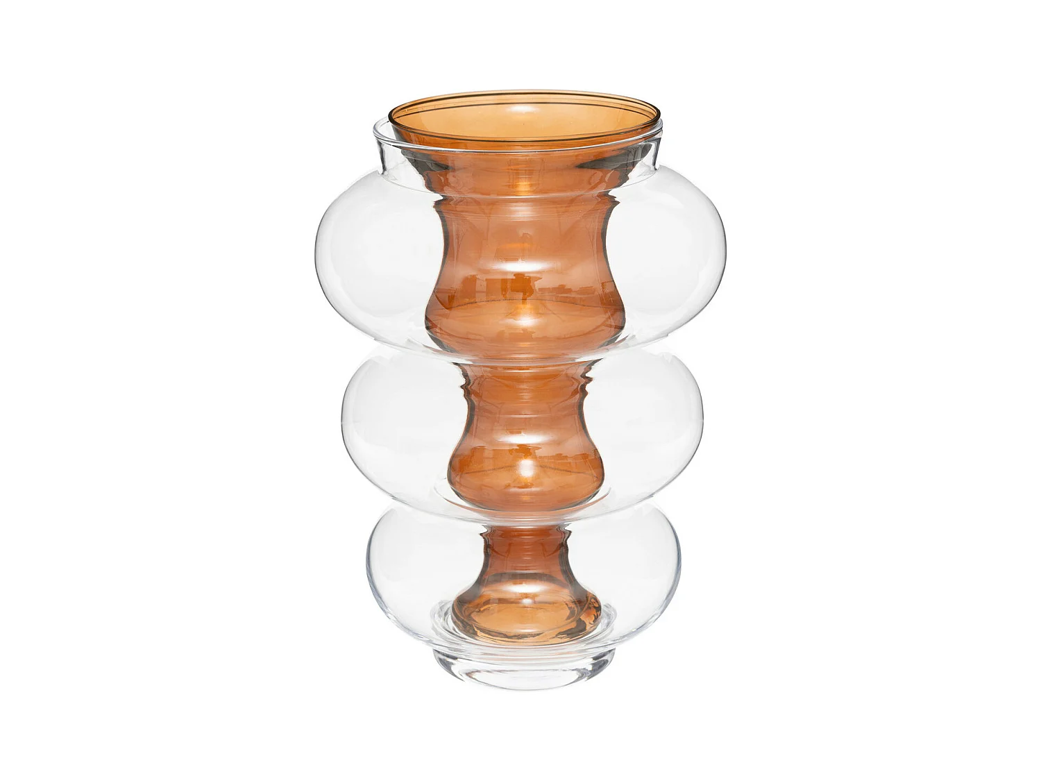 Vase double en verre modelé Ambre H 35 cm