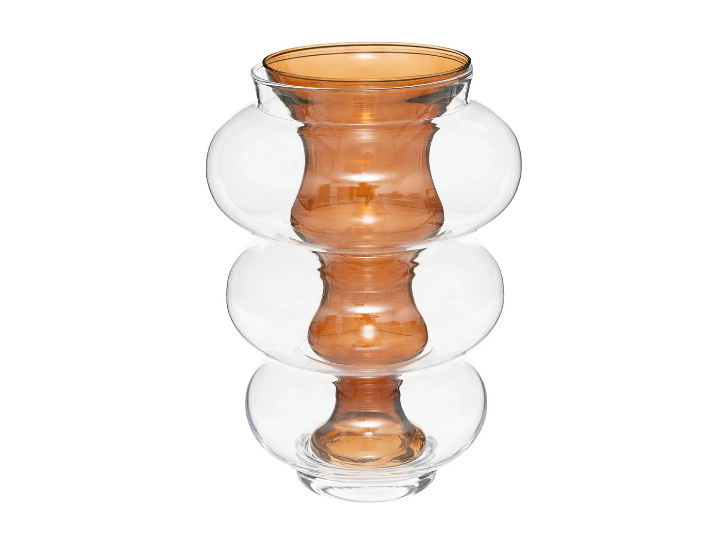 Vase double en verre modelé Ambre H 35 cm