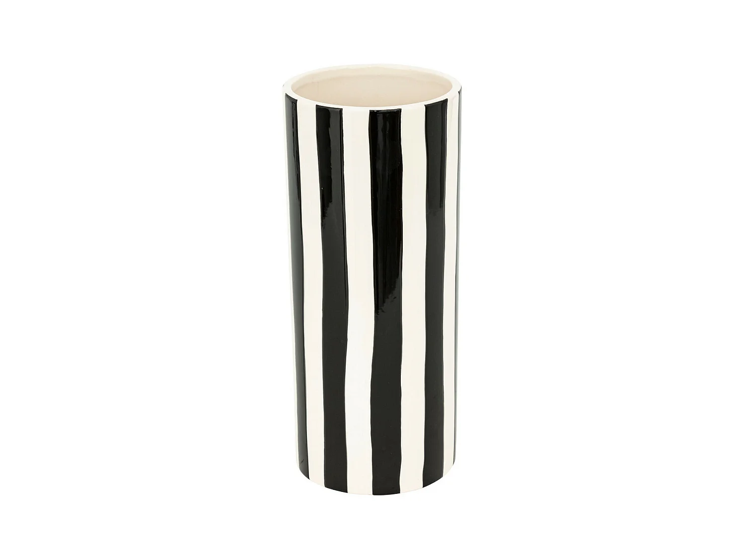 Vase en céramique brillante à rayure Noire H 30 cm