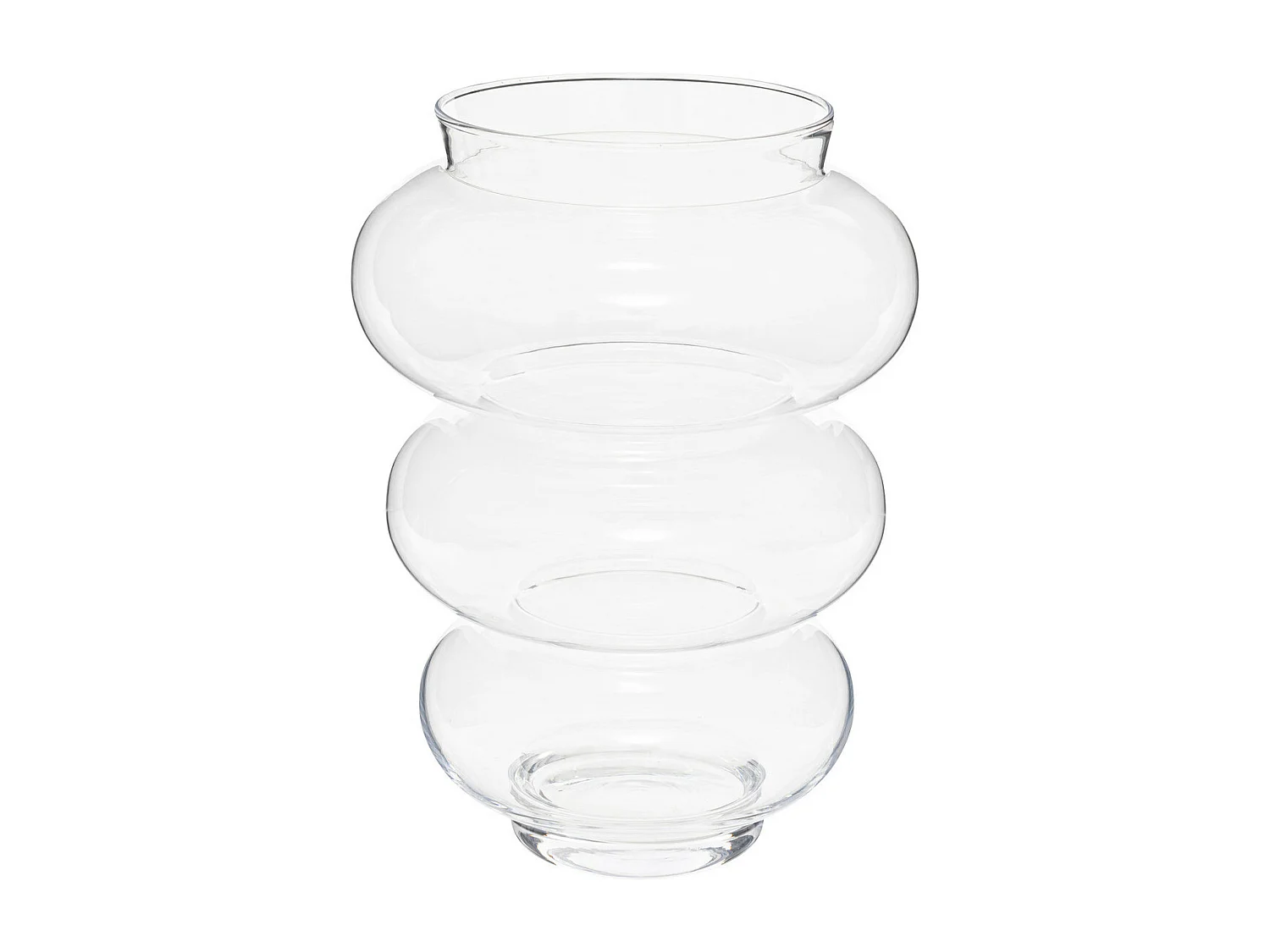 Vase double en verre modelé Vert H 35 cm