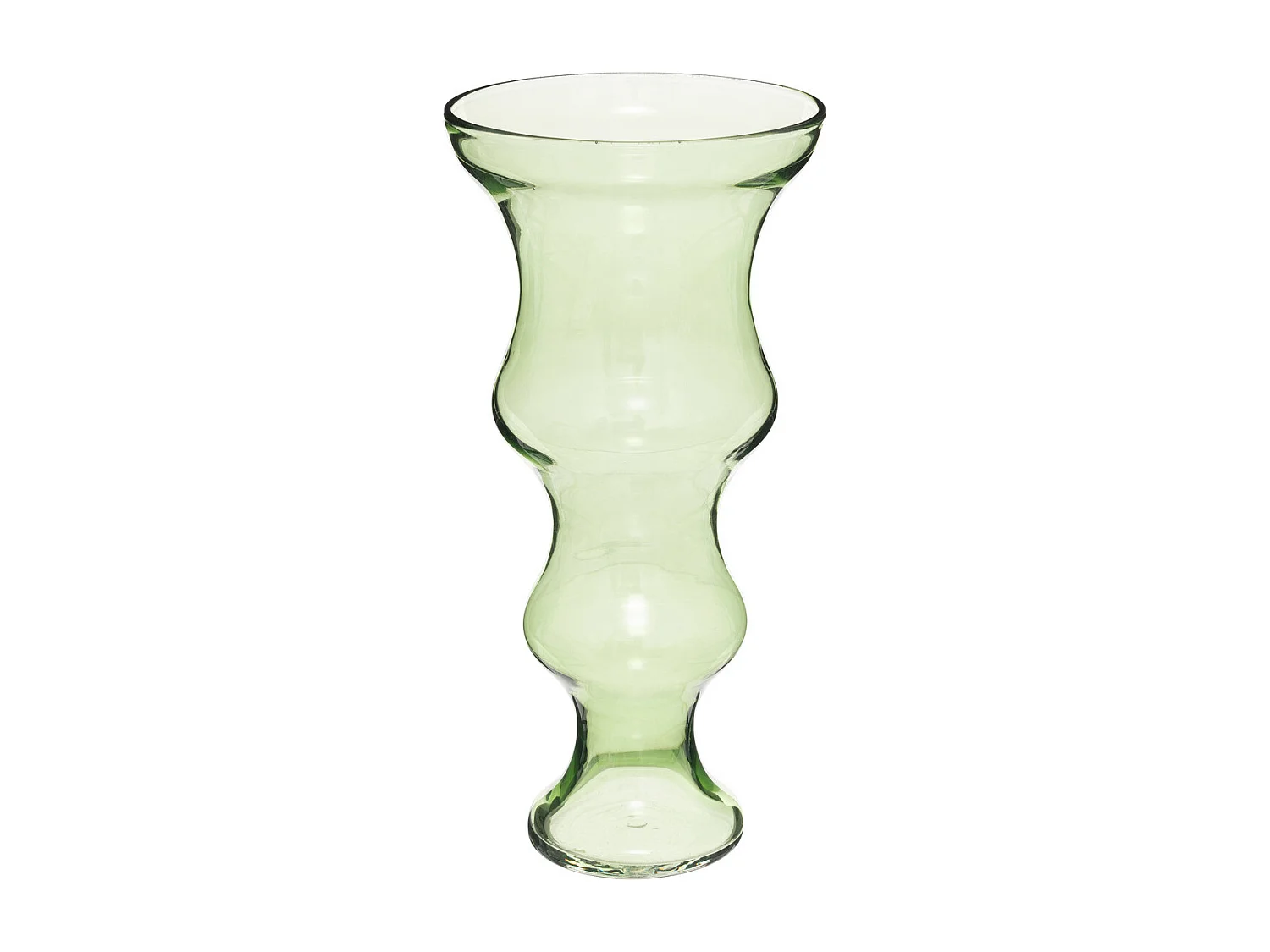 Vase double en verre modelé Vert H 35 cm