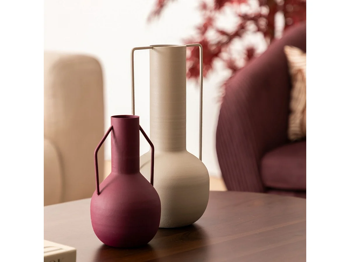 Vase amphore en métal Rouge Rubis design moderne H 20 cm