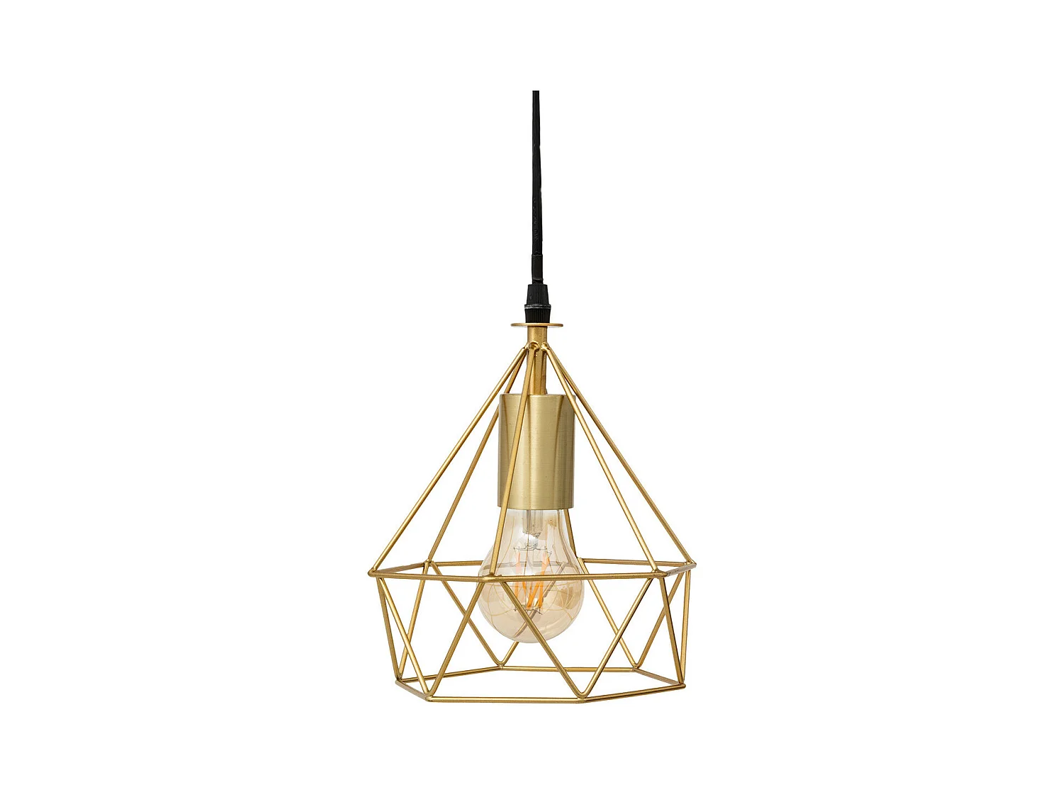 Luminaire Suspension en métal filaire Doré D 19 cm
