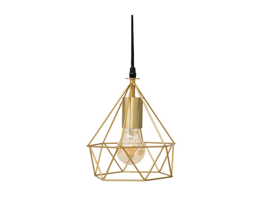 vente unique Luminaire Suspension en métal filaire Doré D 19 cm