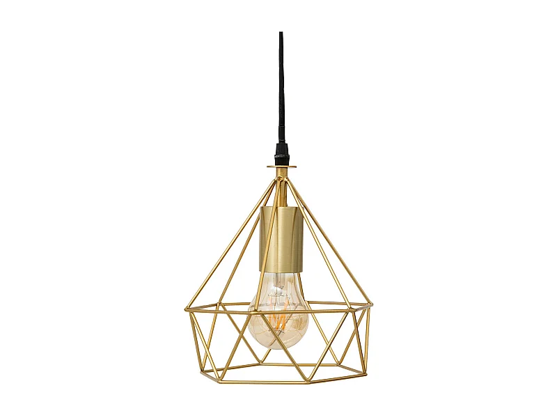 Luminaire Suspension en métal filaire Doré D 19 cm